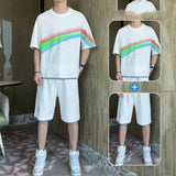 New Short-sleeved T-shirt Fashion Sports Suit Men's Round Neck Bottoming Shirt A Set Of Tops  Pants