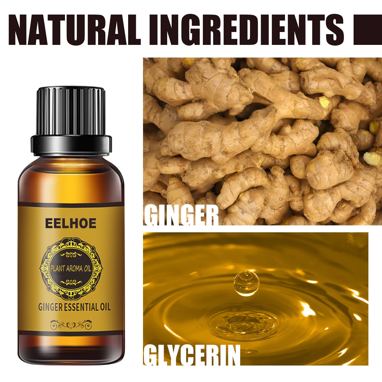 Занҷабил Essential Oil 10ml Равғани растанӣ масҳ бадан намӣ