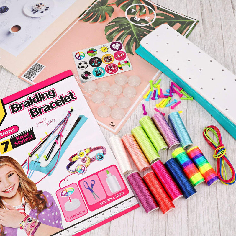 Girls Gift Bracelet Making Craft Toys Children DIY Jewelry Making Toolbox Carrying Strap Knit Device Suit