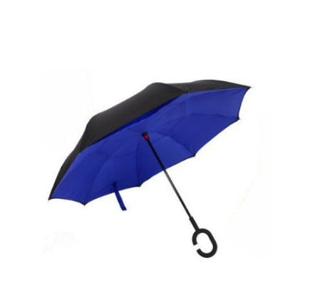 Creative sun protection men's and women's umbrellas custom double layer business long straight handle car without holding folding reverse umbrella