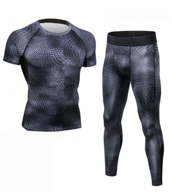 Spring And Summer New Men's Short Sleeved Print Set
