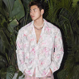 Spring And Summer American Three-dimensional Floral Shirt Niche Design Floral Long Sleeve Shirt