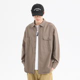 Oxford Cotton Hong Kong Style Double Pocket Trendy Loose Casual Men's Shirt
