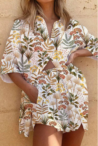 Women's Printed Pajamas Home Wear Casual Suit