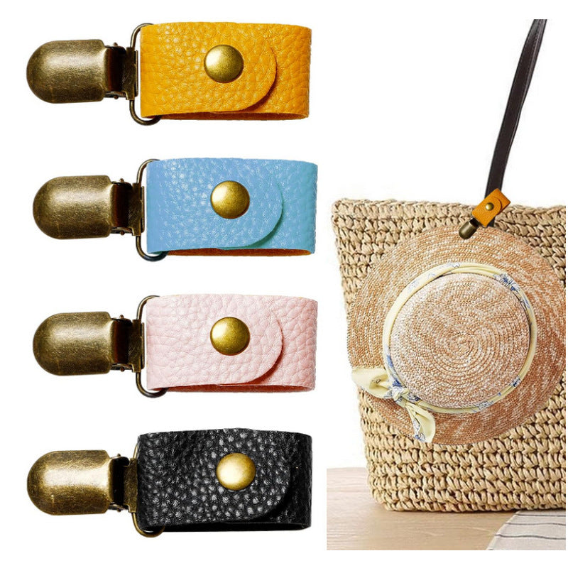 Travel Foreskin Hat Clip Outdoor Accessories Hat Clip Leather Handbag Pendant Accessory Clip Anti-lost Cap