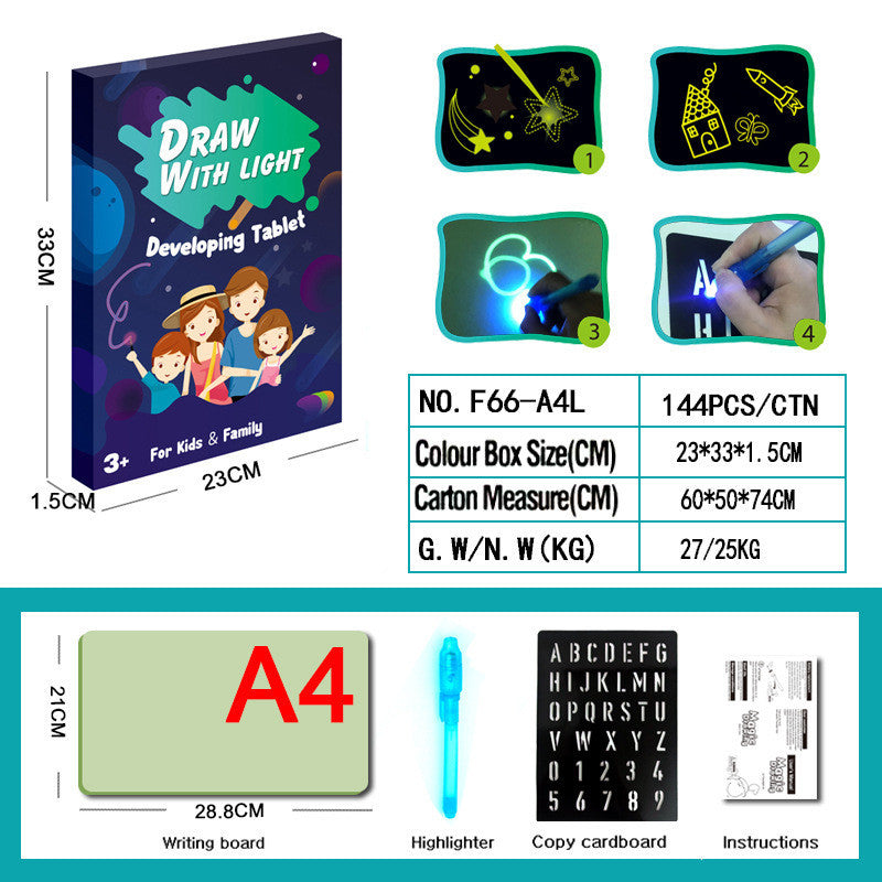 Бозичаҳои таълимӣ Pad Drawing 3D Magic 8 Effects Light Board Sketchpad