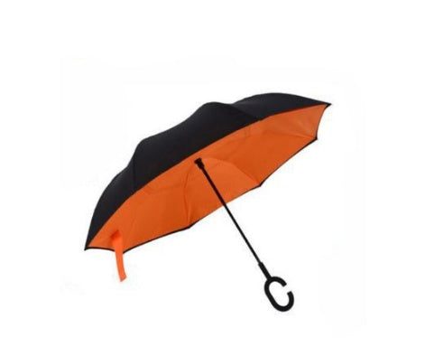 Creative sun protection men's and women's umbrellas custom double layer business long straight handle car without holding folding reverse umbrella
