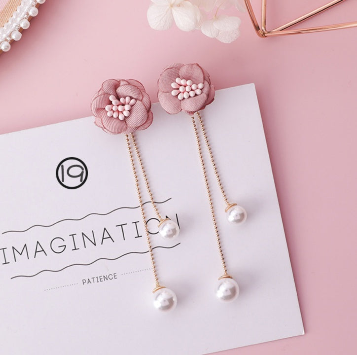 Fashion Korean Japanese Girl Simple Lovely Earrings Flower Fabric Swings Fashion Earrings For Women Jewelry Accessories