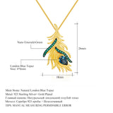 Spot Design London Blue Topaz 925 Silver Making Feather Series Jewelry Set