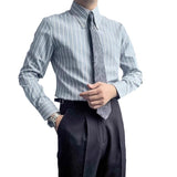 Полосатая универсальная рубашка с длинными рукавами в японском стиле в стиле ретро