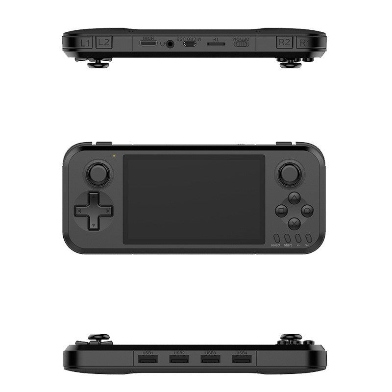 Four Players Play Against Handheld Game Consoles