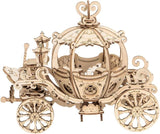 ROBOTIME Pumpkin Cart Hot Air Ballon Airship Gramophone Wooden Puzzle 3D Jigsaw Mechanical Model Construction Toys Gift TG302 TG406 TG407 TG408