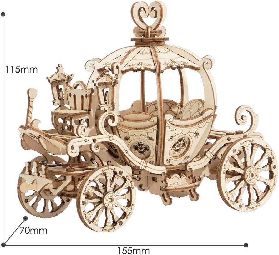 ROBOTIME Pumpkin Cart Hot Air Ballon Airship Gramophone Wooden Puzzle 3D Jigsaw Mechanical Model Construction Toys Gift TG302 TG406 TG407 TG408