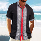 Printed Button Down Short Sleeve Shirts For Men