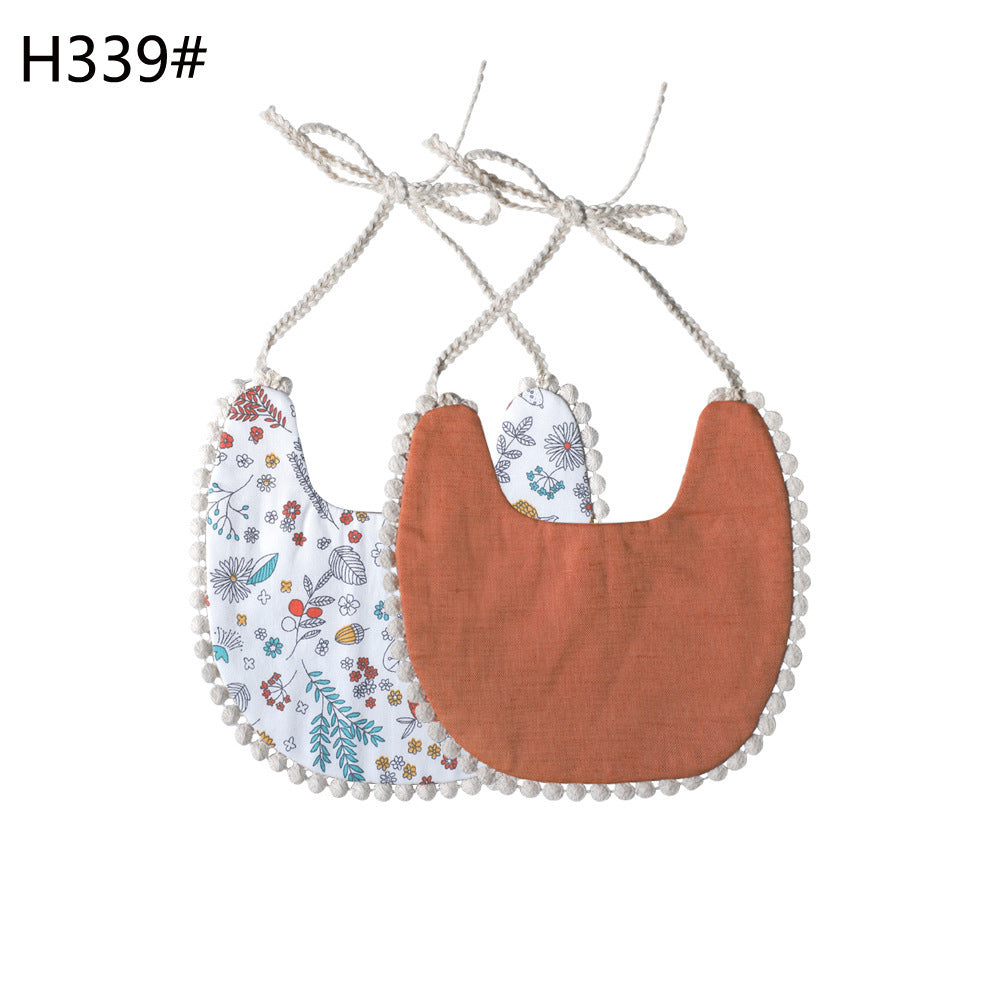 INS Popular European And American Foreign Trade Pure Cotton And Linen Two Layer Saliva Towel Amazon Hot Cross Border Supply Bib Bib