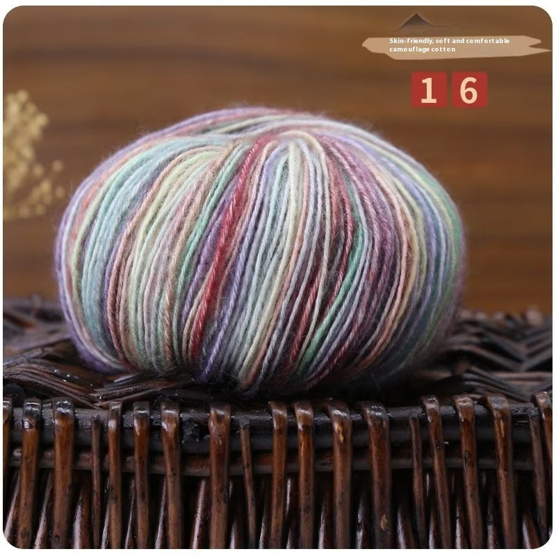 Camouflage Cotton Thread Hand Knitting Crochet Combed Wool Ball
