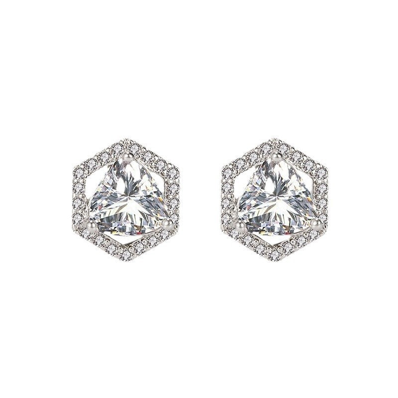 Design Hexagonal Earrings Hexagram Stud Earrings Copper Plating