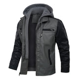 Сшитая модная кожаная куртка-пальто