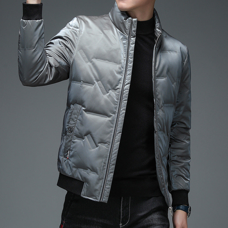 Men's casual down jacket stand-up collar white duck down thickening