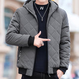 Diamond Plaid Fleece Jacket Cotton Insulated Coat