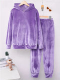 Women's Golden Velvet Hooded Trousers Sweater Two-Piece Set