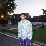 Spring And Summer American Three-dimensional Floral Shirt Niche Design Floral Long Sleeve Shirt