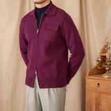 Casual Polo Collar Long Sleeve Coat Knitted Cardigan