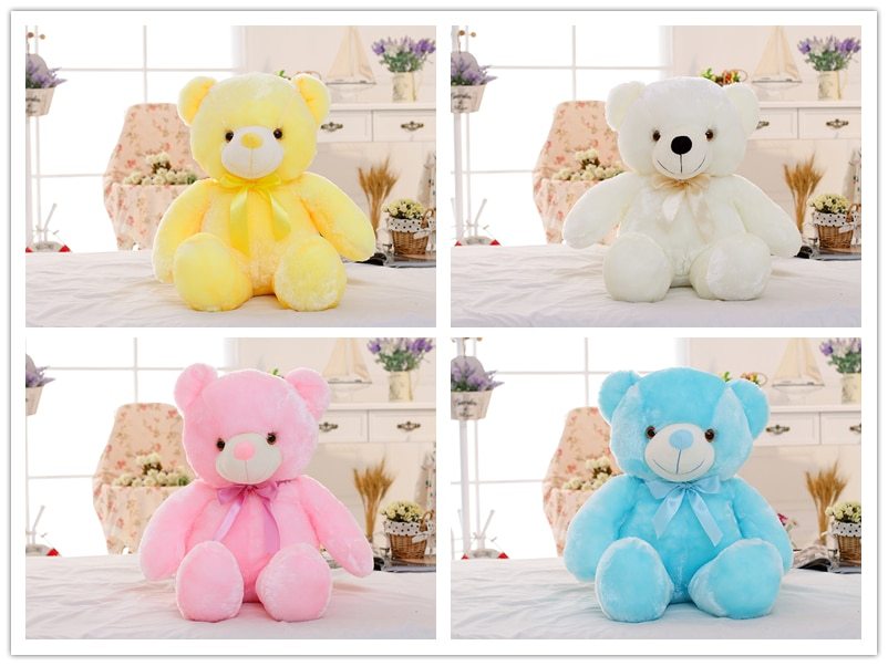 Creative Light Up LED Teddy хирс ҳайвонҳои пурпӯши бозичаҳои зебои дурахшон тӯҳфаи солинавӣ барои кӯдакон болишт