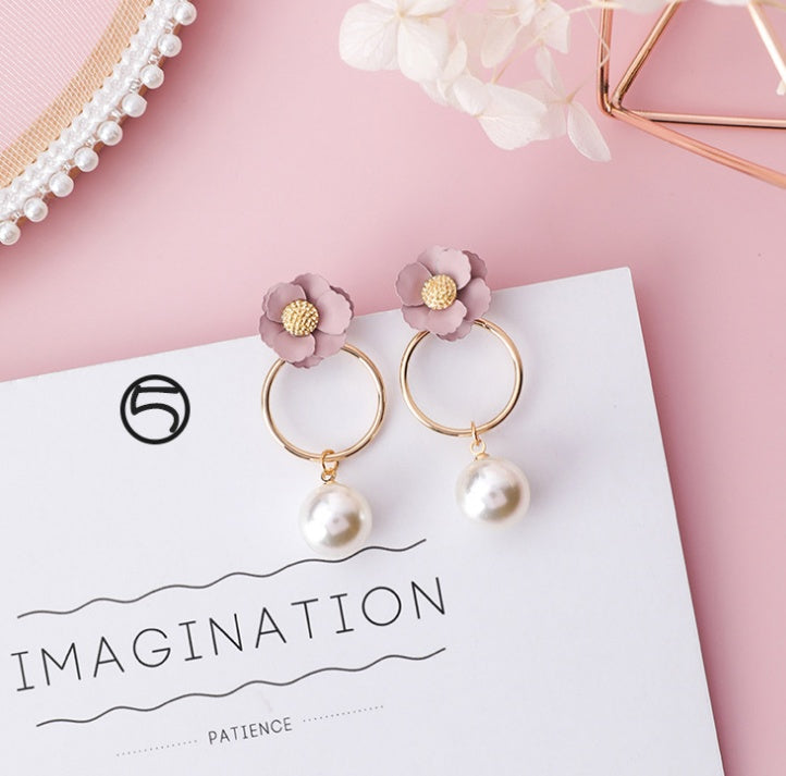 Fashion Korean Japanese Girl Simple Lovely Earrings Flower Fabric Swings Fashion Earrings For Women Jewelry Accessories