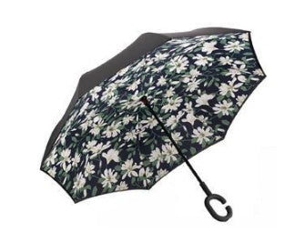 Creative sun protection men's and women's umbrellas custom double layer business long straight handle car without holding folding reverse umbrella