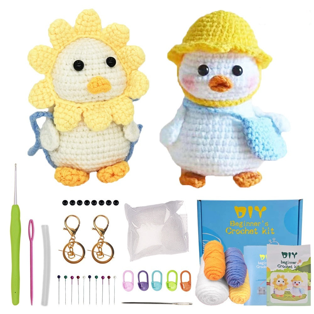 Red Embroidery Handmade Crochet Material Package English Video Wool Knitting Doll