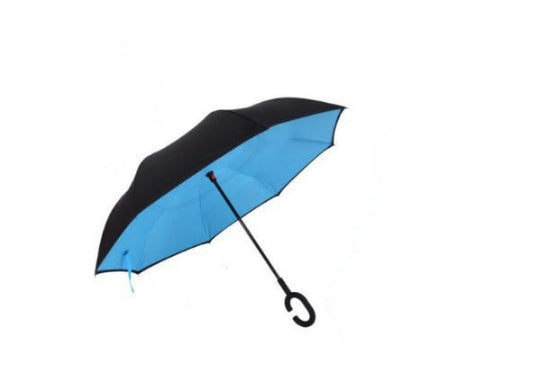Creative sun protection men's and women's umbrellas custom double layer business long straight handle car without holding folding reverse umbrella