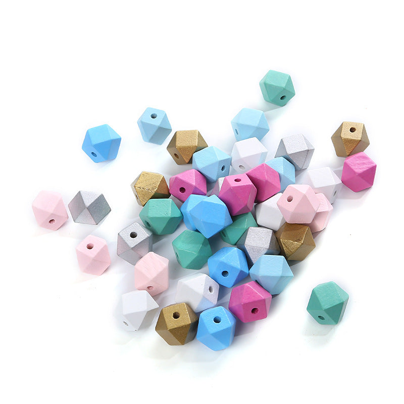 Creative Geometric Cut Plane Octagonal Wood Bead Polyhedral Beading