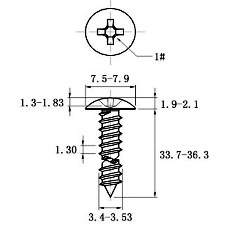 Stainless Steel Cross Big Head Self-tapping Screw Mushroom-shaped Haircut Round Head
