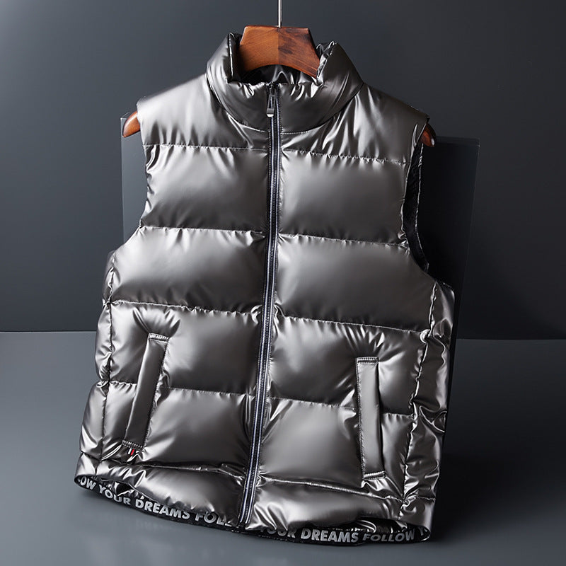 Men's Shiny Cotton Down Vest Jacket