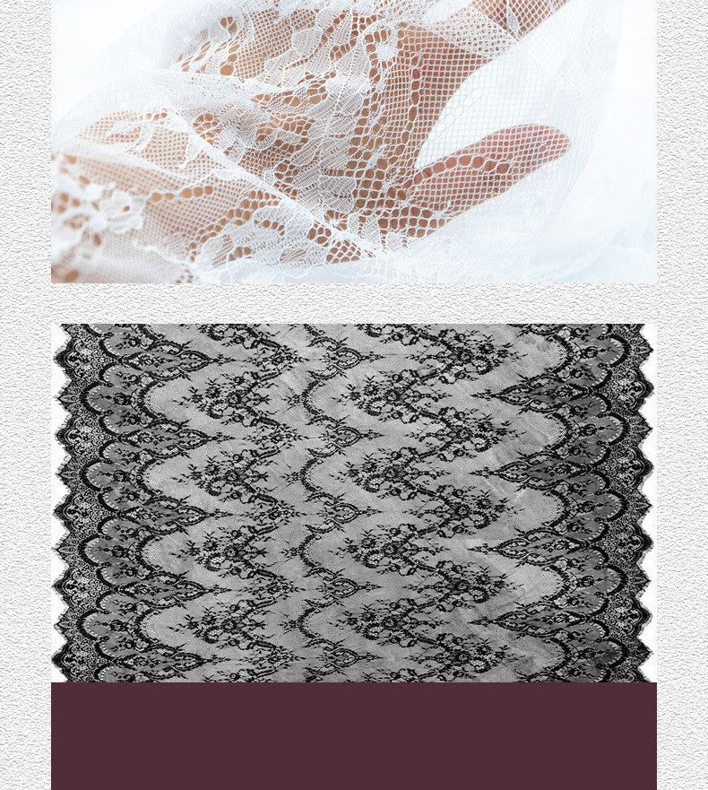 Available In Black And White With Lace Eyelash And Lace Fabric