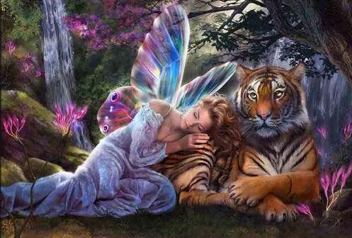 3D DIY Diamond Painting Needlework Diamond Mosaic Photography Rhinestones Embroidery Fairy With Tiger Hobby And Home Decor Crafts