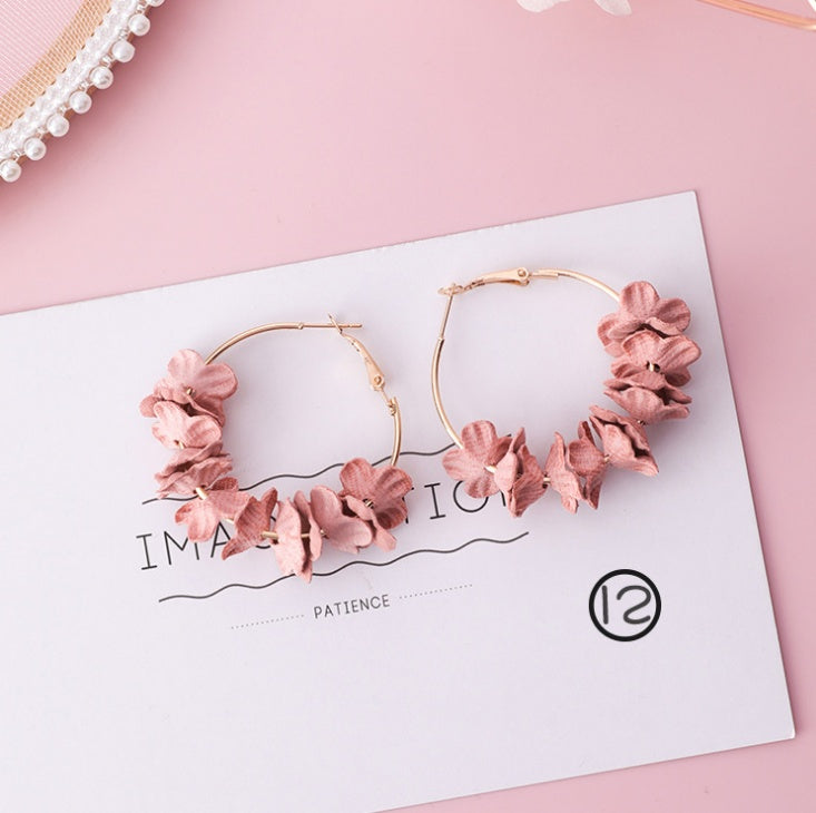 Fashion Korean Japanese Girl Simple Lovely Earrings Flower Fabric Swings Fashion Earrings For Women Jewelry Accessories