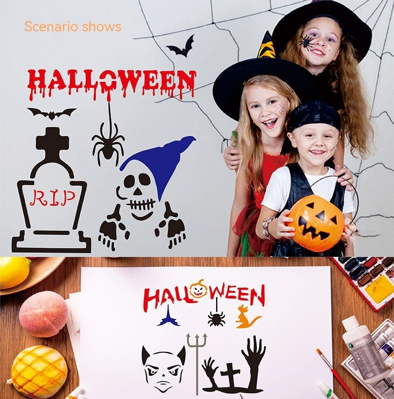 Halloween Hollow Painting Drawing Plate Can Be Sprayed And Reused