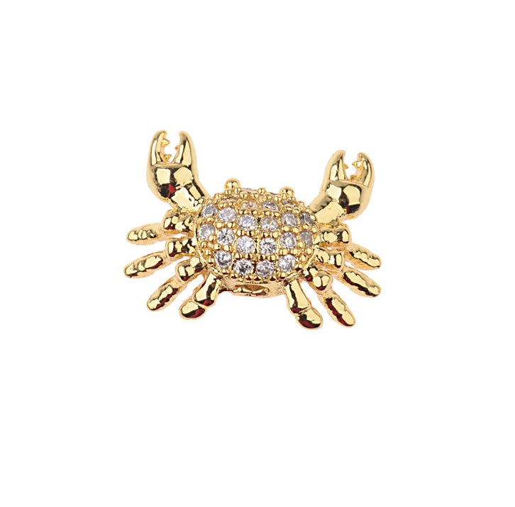 Amader Top Copper Crab Charm Beads For Jewelry Making Animal Brass Micro Pave Cubic Zirconia Wholesale For Women BD1011