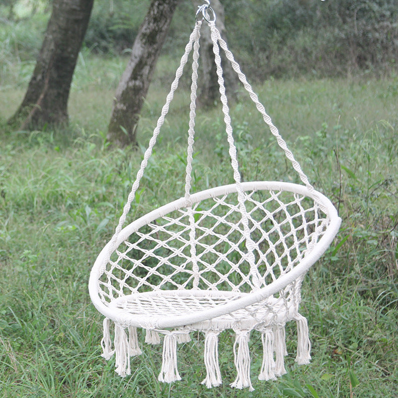 Nordic Style Round Hammock Outdoor Indoor Dormitory Bedroom Hanging Chair For Child Swinging Single Safety Hammock