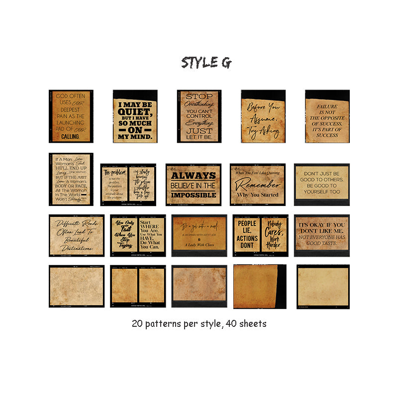 Mr.paper 40Pcs 8 stili Retro Time Travel Series Deco diario materiale adesivo Scrapbooking Planner cancelleria scuola decorativa