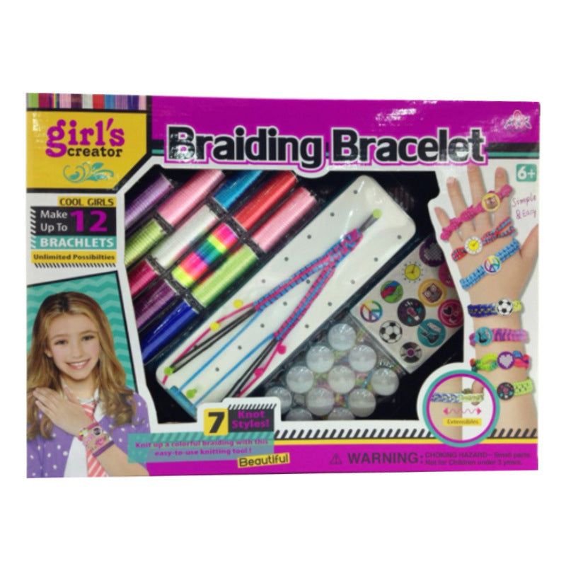 Girls Gift Bracelet Making Craft Toys Children DIY Jewelry Making Toolbox Carrying Strap Knit Device Suit