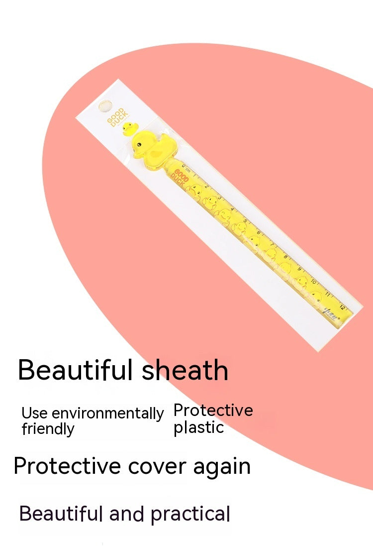 Creative Yellow Duck 12cm Ruler Children Color Plastic Ruler Office Stationery Drawing Ruler