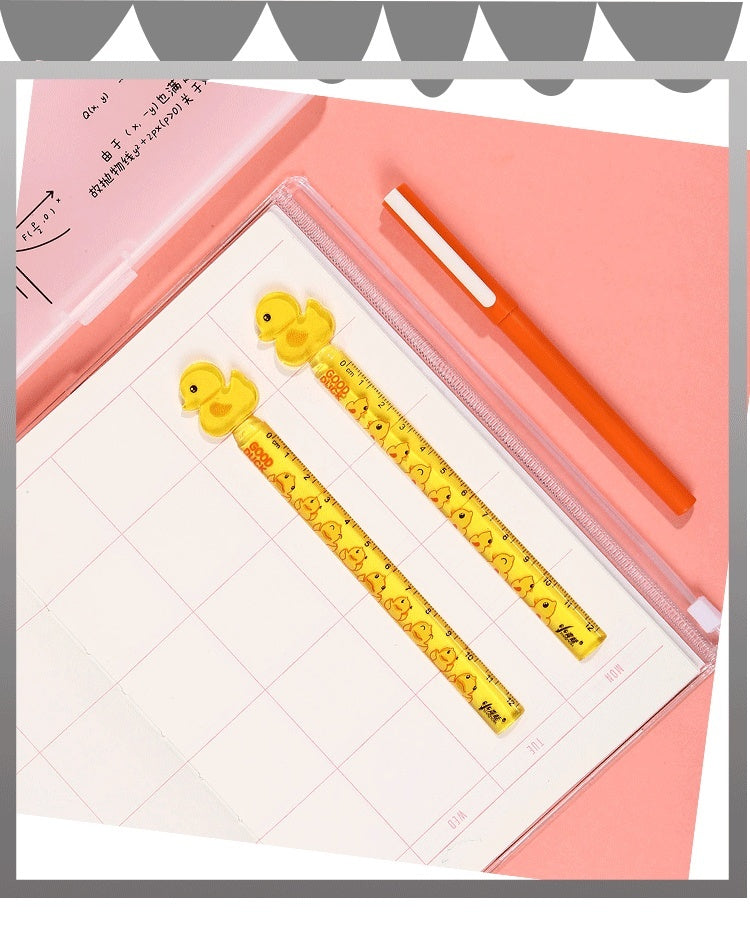 Creative Yellow Duck 12cm Ruler Children Color Plastic Ruler Office Stationery Drawing Ruler