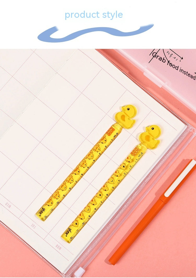 Creative Yellow Duck 12cm Ruler Children Color Plastic Ruler Office Stationery Drawing Ruler