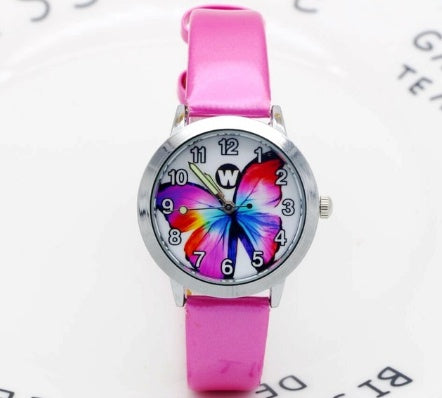 Children's Watches Kids Quartz Watch Student Girls Quartz-watch Cute Colorful Butterfly Dial Waterproof Watch 