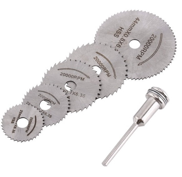 6 Pcs Circular saw blades & mandrel