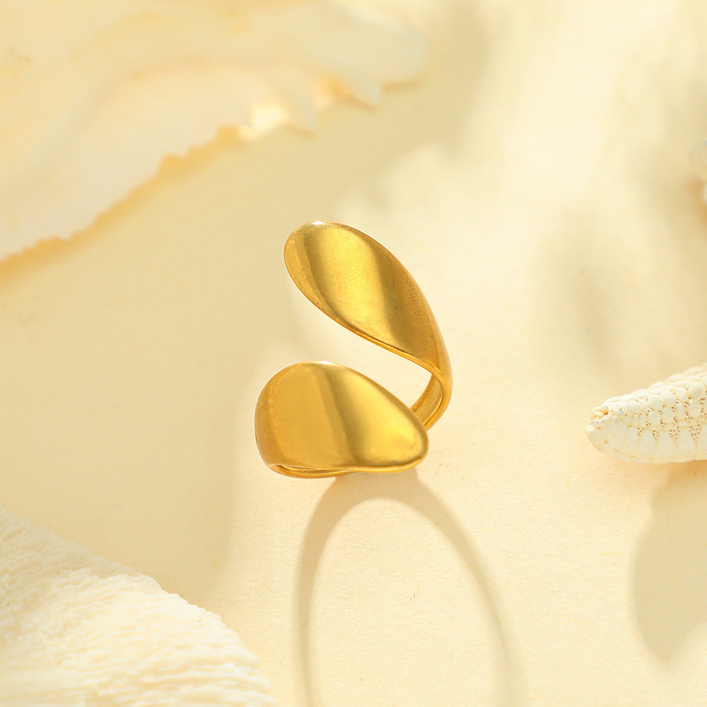 Fashion Simple Style White Dripping Round Ring