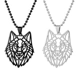 Stainless Steel Hollow Wolf Head Pendant Necklace For Men Animal Jewelry